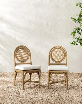 Sahara Dining Chair – Natural Wicker | Fabric Cushion