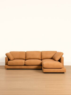 Kira L-Shape Sofa – Tan Leather Finish