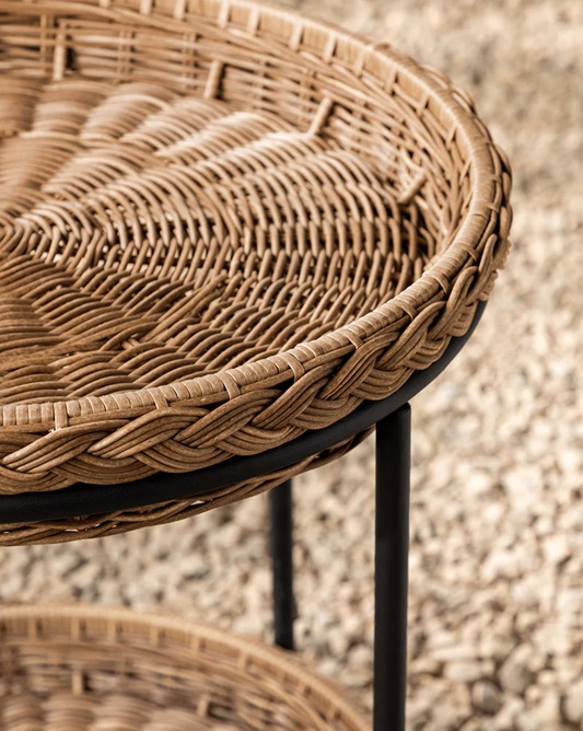 Solara Outdoor Bar Cart – Handwoven Rattan | Natural Weave Finish