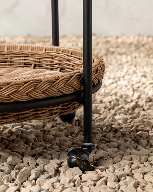 Solara Outdoor Bar Cart – Handwoven Rattan | Natural Weave Finish