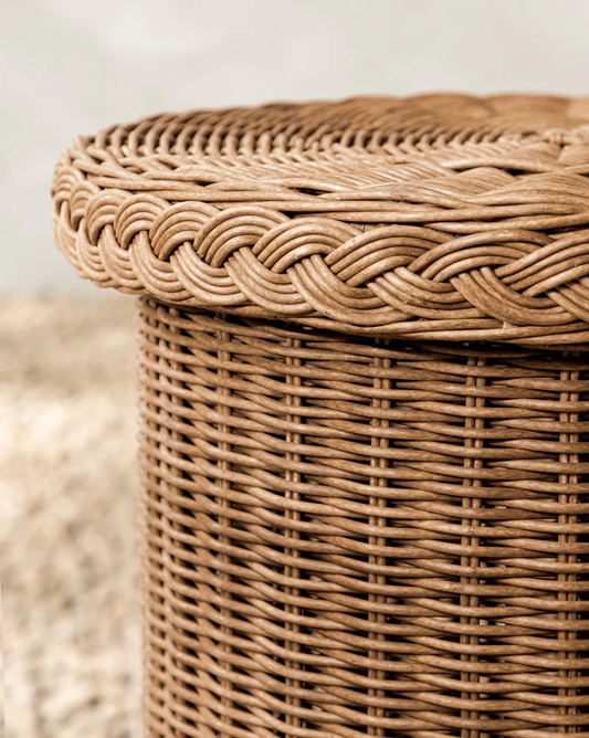 Solara Outdoor Bar Cart – Handwoven Rattan | Natural Weave Finish