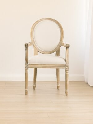 Louis Arm Dining Chair – Oak Frame | Linen Upholstery
