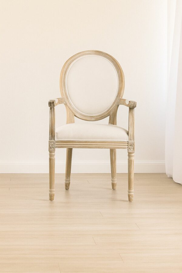 Louis Arm Dining Chair – Oak Frame | Linen Upholstery