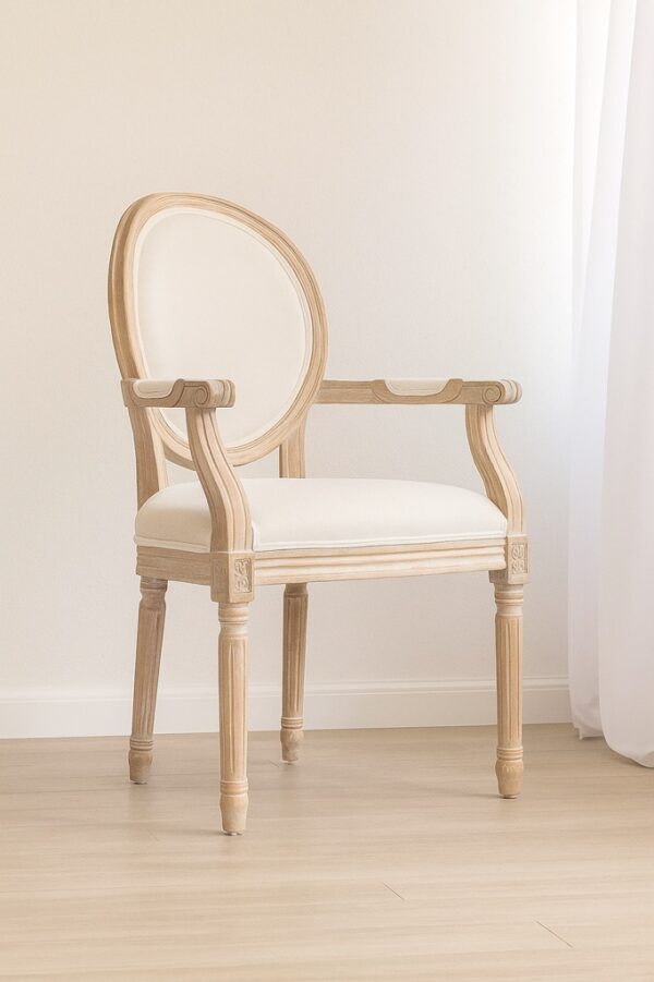 Louis Arm Dining Chair – Oak Frame | Linen Upholstery