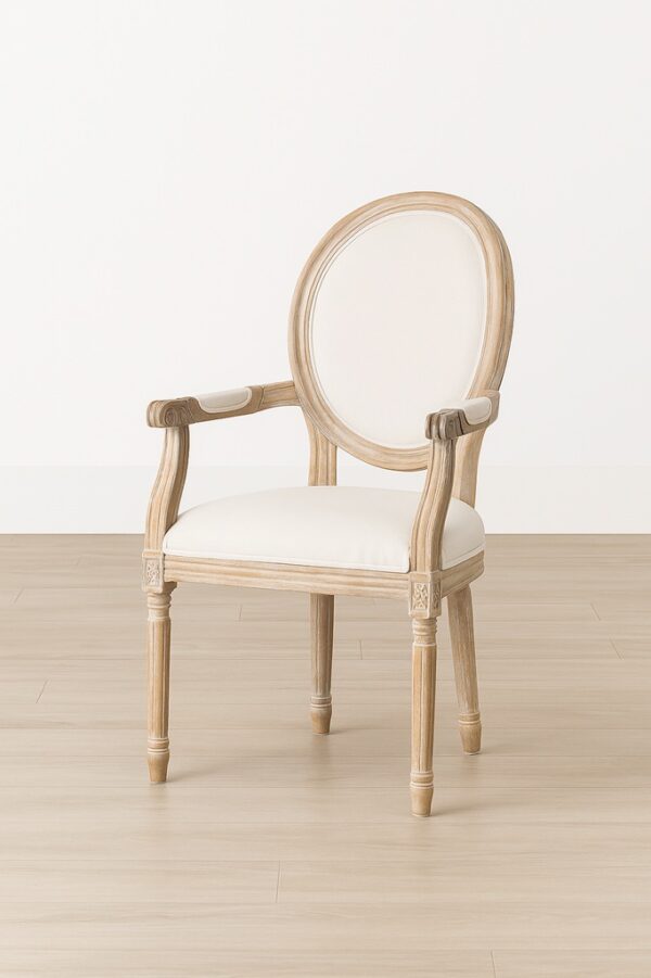 Louis Arm Dining Chair – Oak Frame | Linen Upholstery