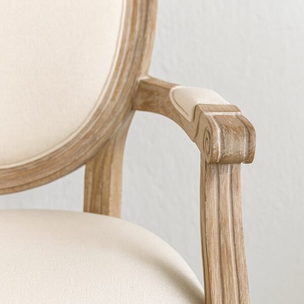 Louis Arm Dining Chair – Oak Frame | Linen Upholstery