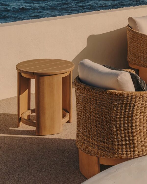 Nahara Outdoor Side Table – Woven Natural Frame