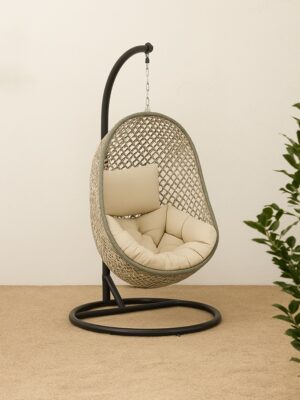 Noara Hanging Chair – Multicolour Weave with Dark Grey Base
