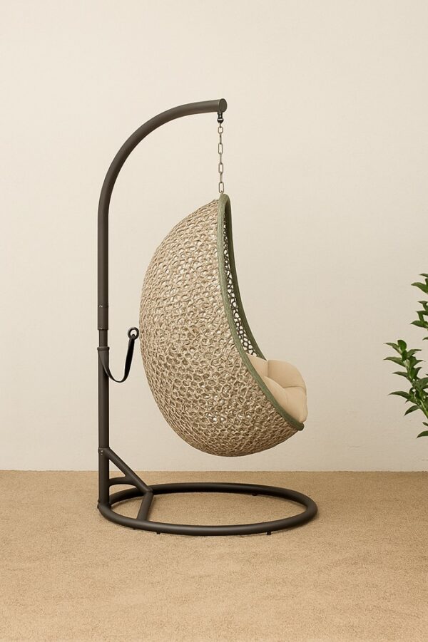 Noara Hanging Chair – Multicolour Weave with Dark Grey Base