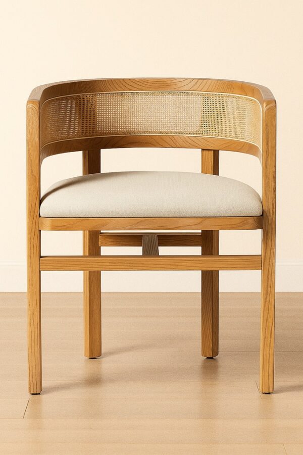 Porter Dining Chair – Oak Wood | Rattan Backrest