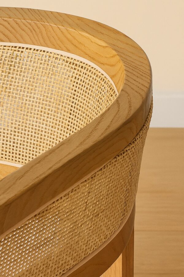 Porter Dining Chair – Oak Wood | Rattan Backrest