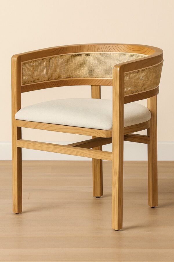 Porter Dining Chair – Oak Wood | Rattan Backrest
