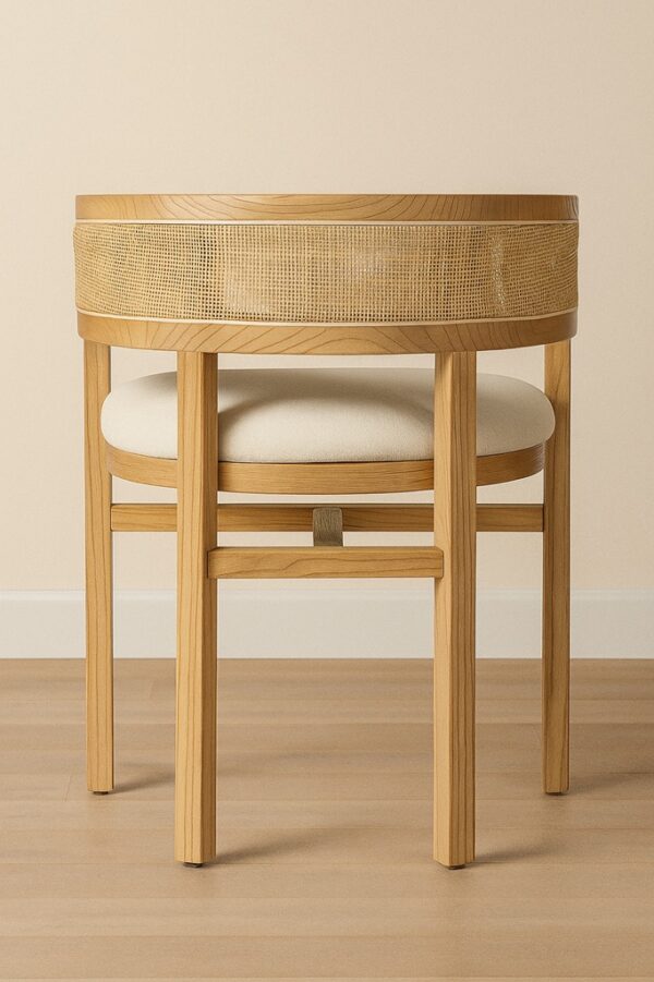 Porter Dining Chair – Oak Wood | Rattan Backrest