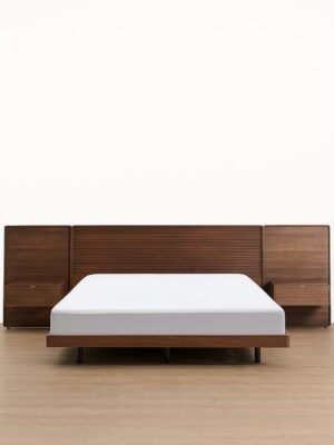 Rivano Bed – Dark Oak Texture (Free Mattress)