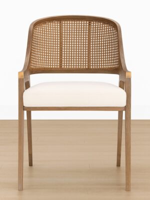 Talia Arm Dining Chair – Solid Oak | Woven Cane Backrest
