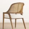 Talia Arm Dining Chair – Solid Oak | Woven Cane Backrest