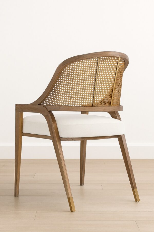 Talia Arm Dining Chair – Solid Oak | Woven Cane Backrest